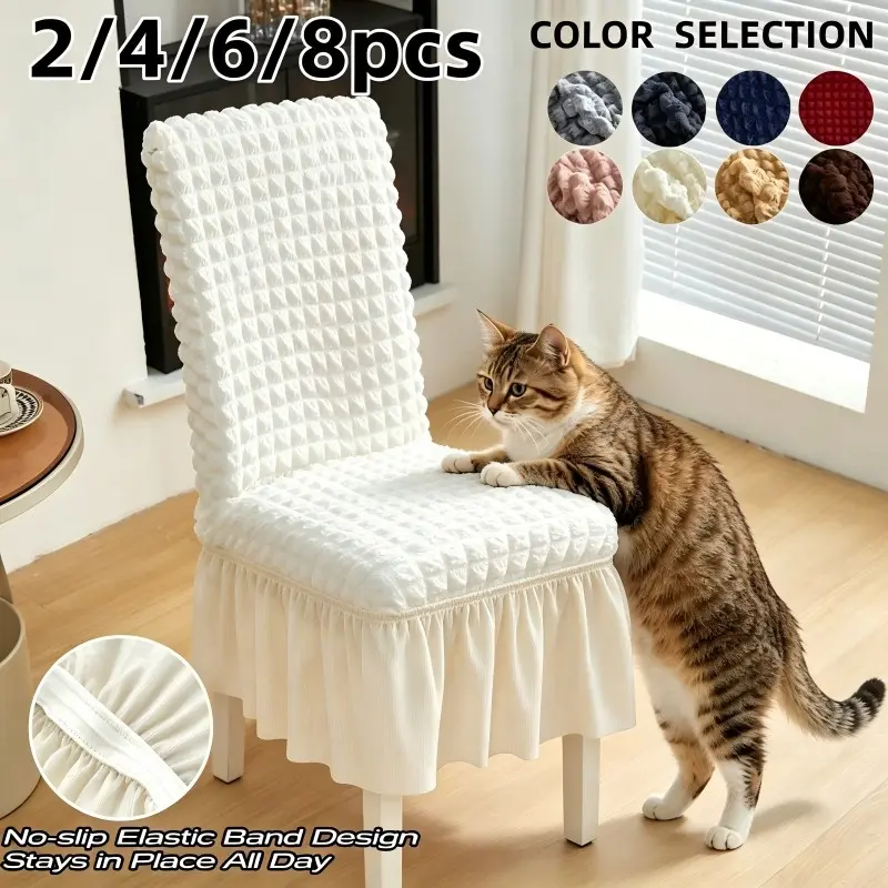Tiktok Viral Stretch Fit Parsons Chair Slipcover with Skirt, Spandex Removable Washable, Cleanliness, Universal Chair Protector, 2/4/6/8pcs