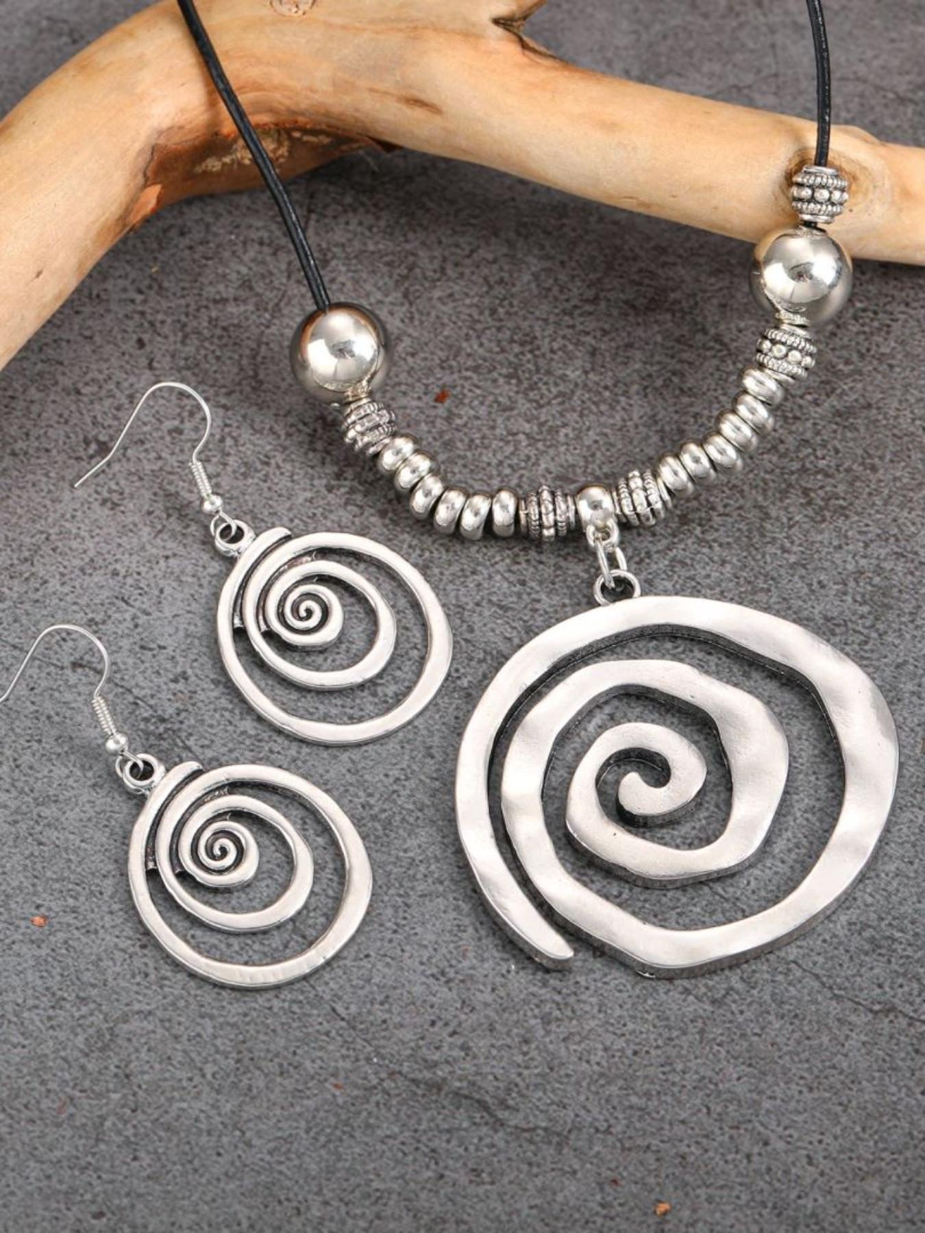 Boho Style Vortex & Beaded Decor Pendant Necklace & Dangle Earrings (3pcs/set), Fashion Vintage Elegant Set for Party, Daily Clothing Decor, Trendy All-match & Exquisite Jewelry for Birthday Gift, Fashionable Jewelry Set, Appeal Accessories, Gift Ready Boho Style Vortex & Beaded Decor Pendant Necklace & Dangle Earrings (3pcs/set), Fashion Vintage Elegant Set for Party, Daily Clothing Decor, Trendy All-match & Exquisite Jewelry for Birthday Gift, Fashionable Jewelry Set, Appeal Accessories, Gift Ready