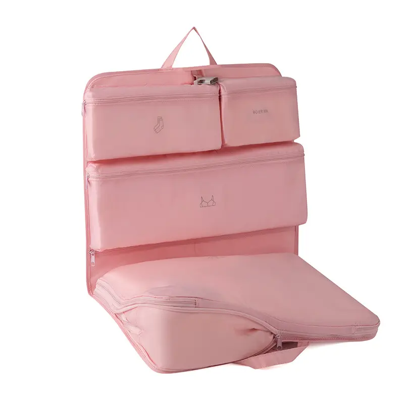 6-in-1 Compression Travel Organizer Bag - Hanging Packing Cubes for Clothes, Underwear & Accessories, Space-Saving Luggage Organizer