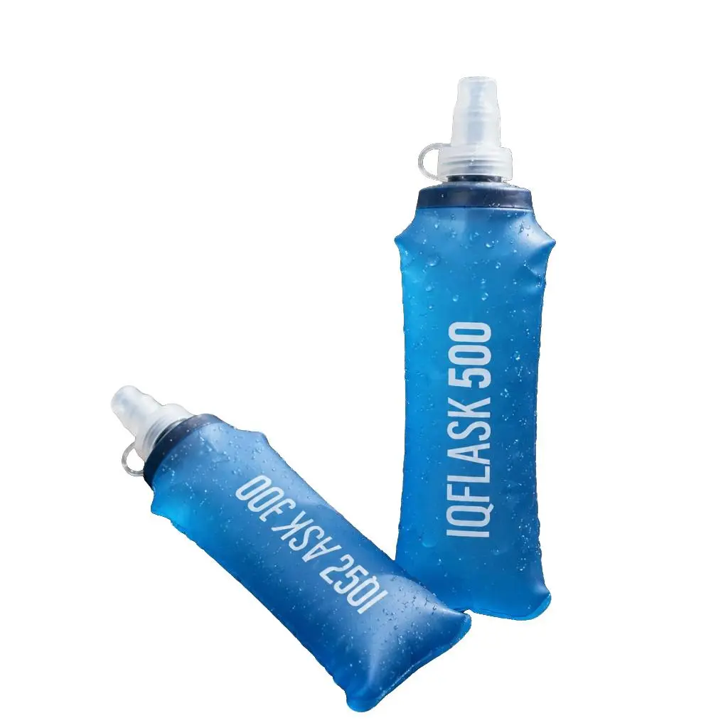 2 Pack Foldable Tpu Water Bottles, BPA Free, 250ML & 500ML, Portable for Cycling, Hiking, Running, Outdoor Activities