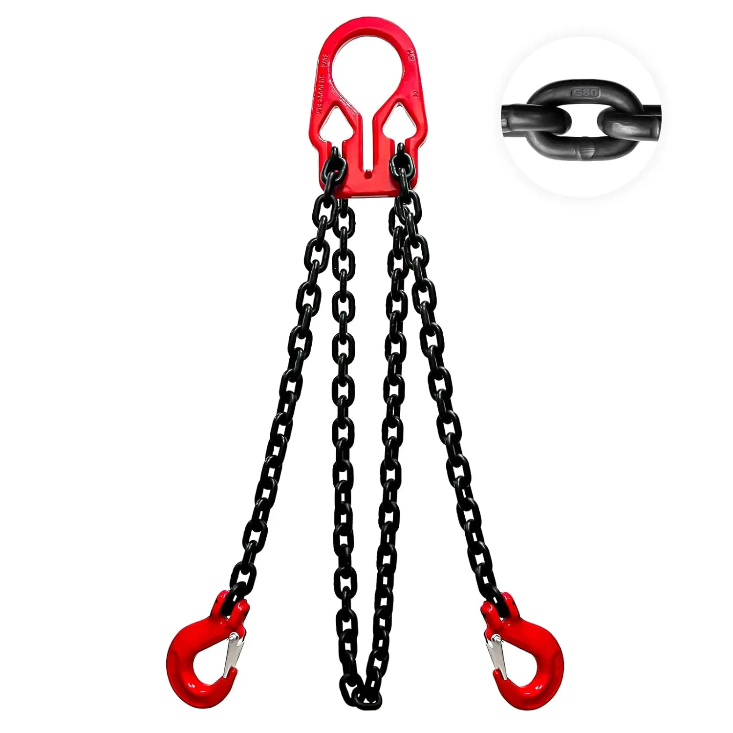 Adjustable Chain Sling 10FT 5/16", 3.18 Ton G80 Alloy Steel Double Leg Slings with 2 Safety Grab Hooks, 2 Way Chain Slings Heavy Duty with Standard Marking