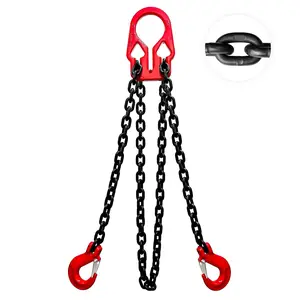 Adjustable Chain Sling 10FT 5/16", 3.18 Ton G80 Alloy Steel Double Leg Slings with 2 Safety Grab Hooks, 2 Way Chain Slings Heavy Duty with Standard Marking