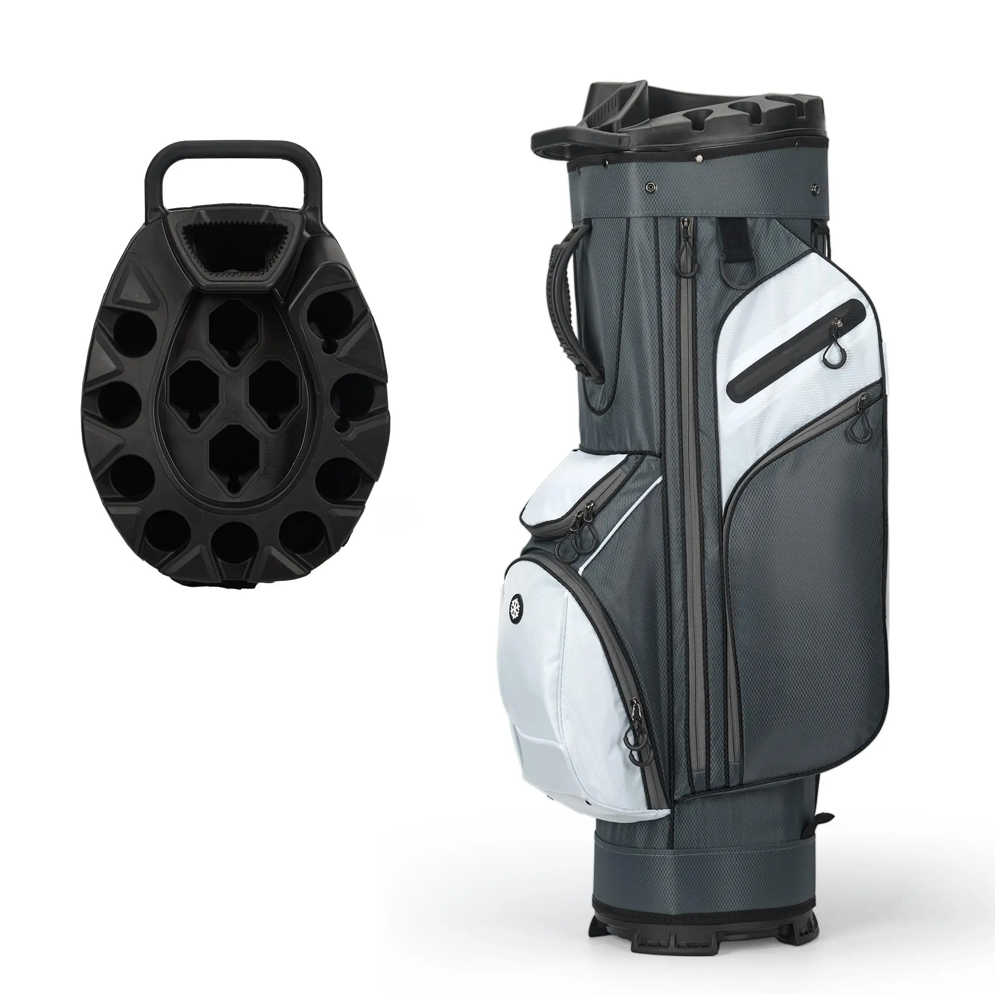 Golf Lightweight Stand Bag with 14-Way Divider, Dark Gray & White | 420D Nylon Build, Over-Sized Putter Well, Easy Grip Storage, Quick-Release Rain Hood, Anti-Slip Base, Smooth Zippers