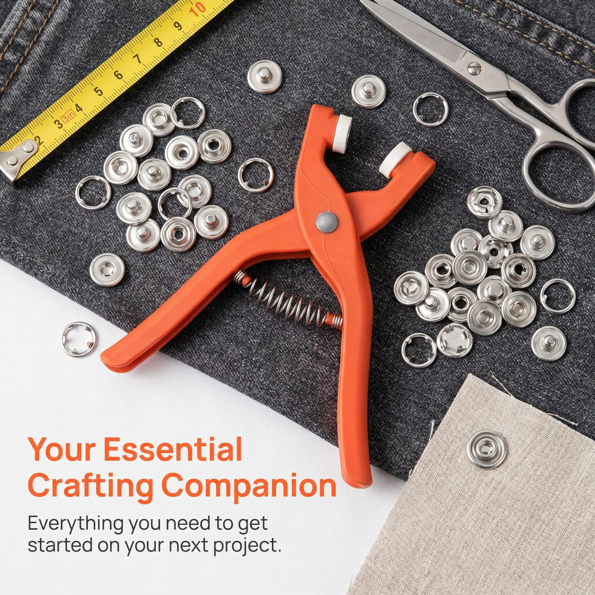 【homedecor】 Snap Button Kit with Pliers | No Sew Adjustable Metal Buttons for DIY Clothes, Hats & Bags