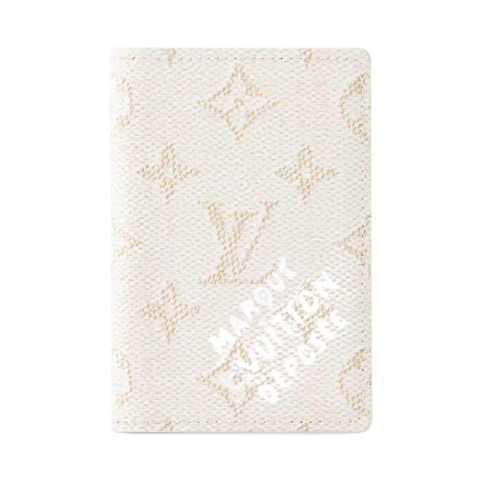 Louis Vuitton Printed Coated Canvas Logo Men's Wallet with Card Slots, White, Logo Men's Wallets