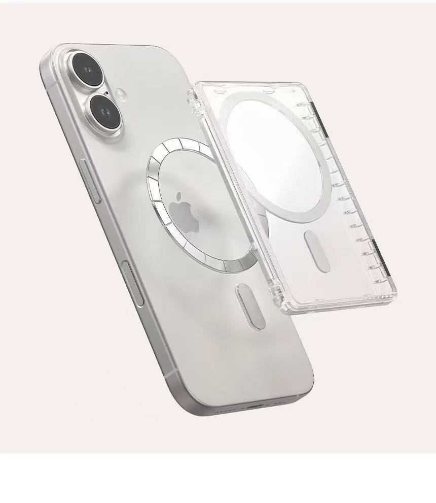 Open-style card holder for bus cards and bank cards, portable transparent PC magnetic card holder, magnetically attached to the phone