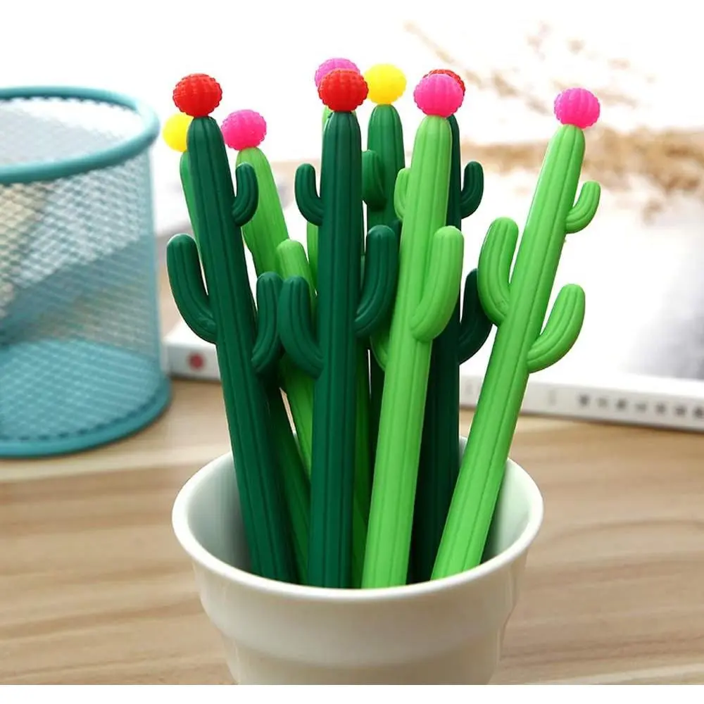 Pack of 30 Cactus Shaped Ballpoint Black 0.5mm Gel Ink Rollerball Pen for School  Office