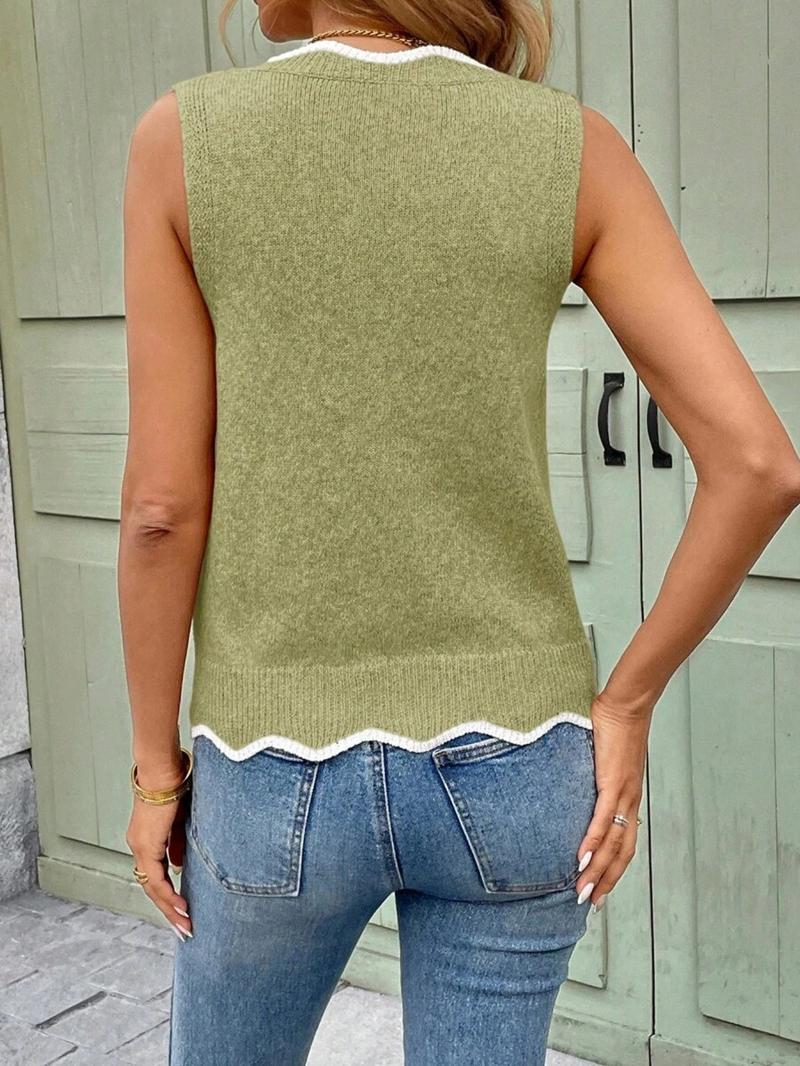 Women's Colorblock   Sweater Vest, Casual Fitted Sleeveless Knit Top for Summer, Fashion Women's Knitwear for Daily Wear