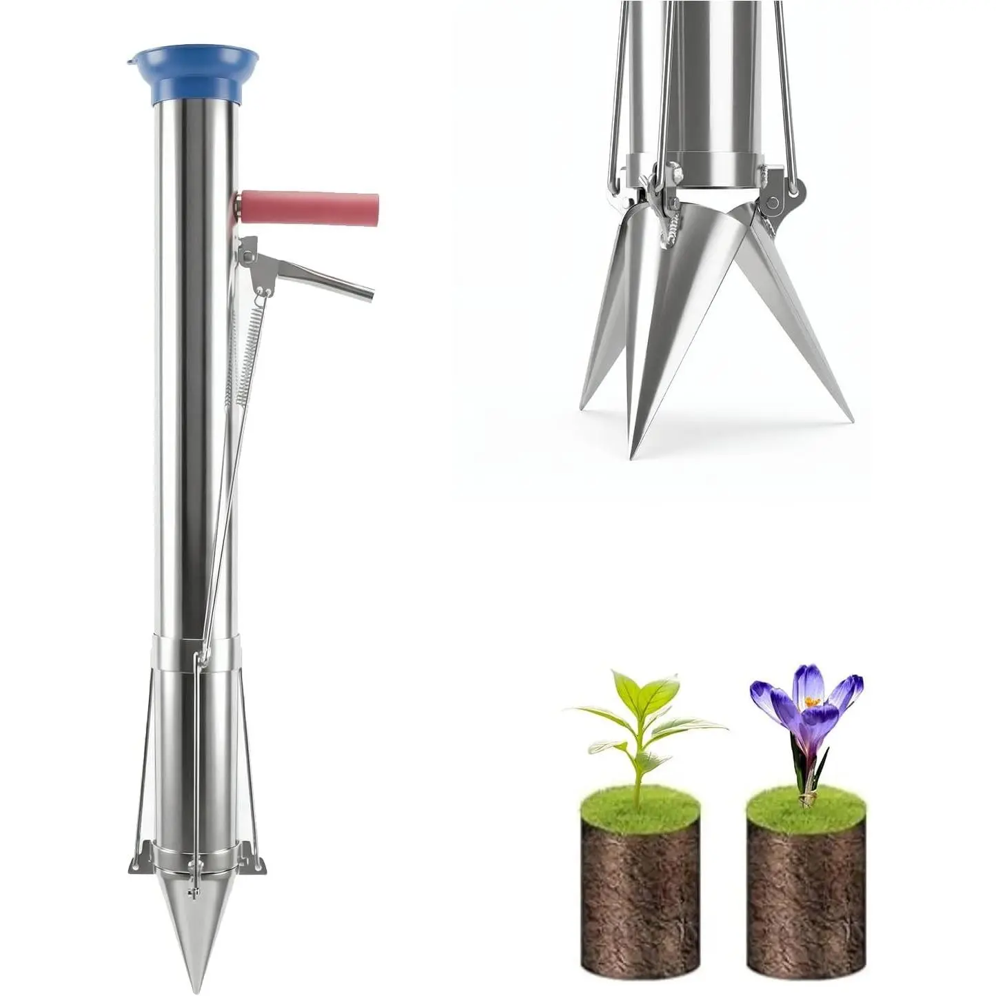 Long Handled Bulb Planter Tools and Vegetable Seedling Tool Manual Plant Transplanter Bulb Planter