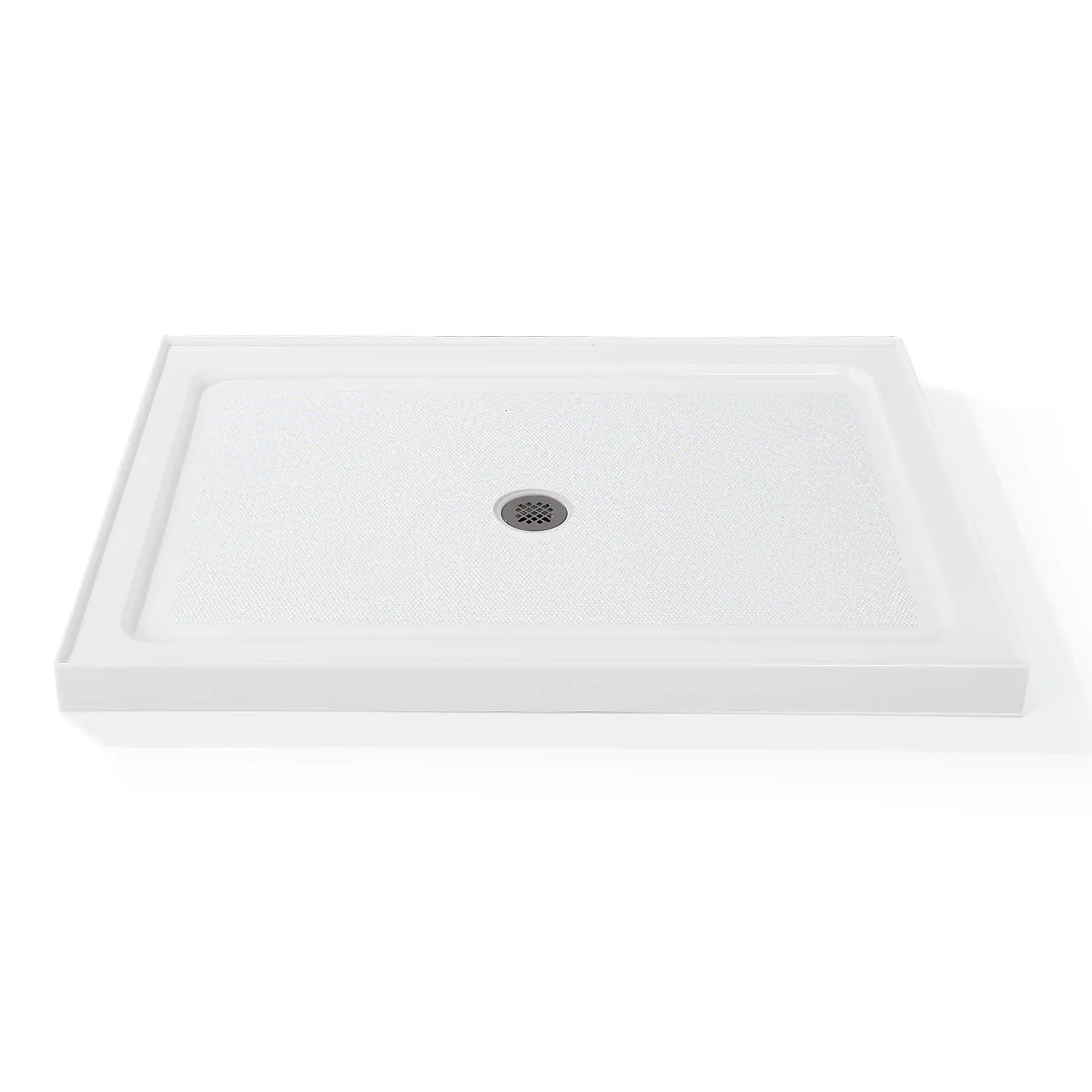 Non-Slip Acrylic Shower Base & Pan, Textured Wear-Resistant Surface with Stainless Steel Center Drain, Yellow-Resistant & Easy to Clean for Bathroom