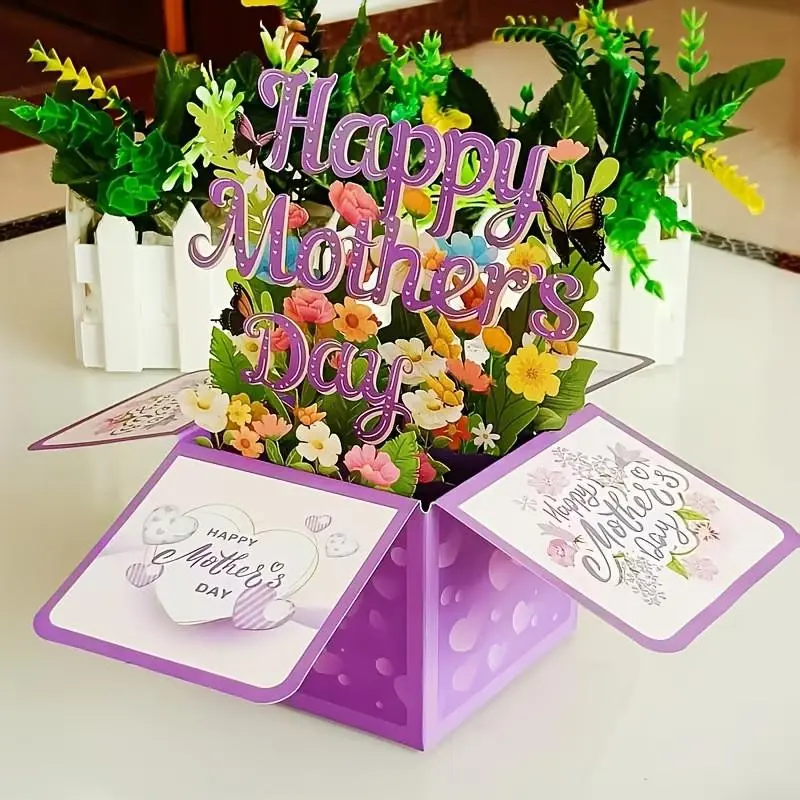 3D Paper Craft Box, Creative Mother's Day Card, High-Quality Goddess Festival Card, Handmade Lattice Design, Unique Gift Idea