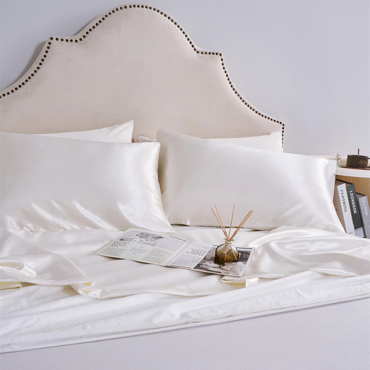 Solid Color Satin Pillowcase, 2 Counts Modern Simple Pillowcase without Filler, Soft Comfortable Pillow Cover for Home Bedroom Dormitory Hotel, Silky Satin Bedding