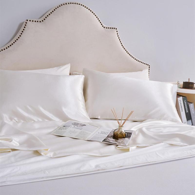 Solid Color Satin Pillowcase, 2 Counts Modern Simple Pillowcase without Filler, Soft Comfortable Pillow Cover for Home Bedroom Dormitory Hotel, Silky Satin Bedding