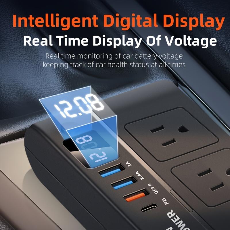 200W High Power Car Inverter, 3 USB & 1 Type-C Car Power Inverter with Switch, DC 12V to 110V AC Converter for Car, SUV, Truck, Cigarette Lighter Plug(FS)