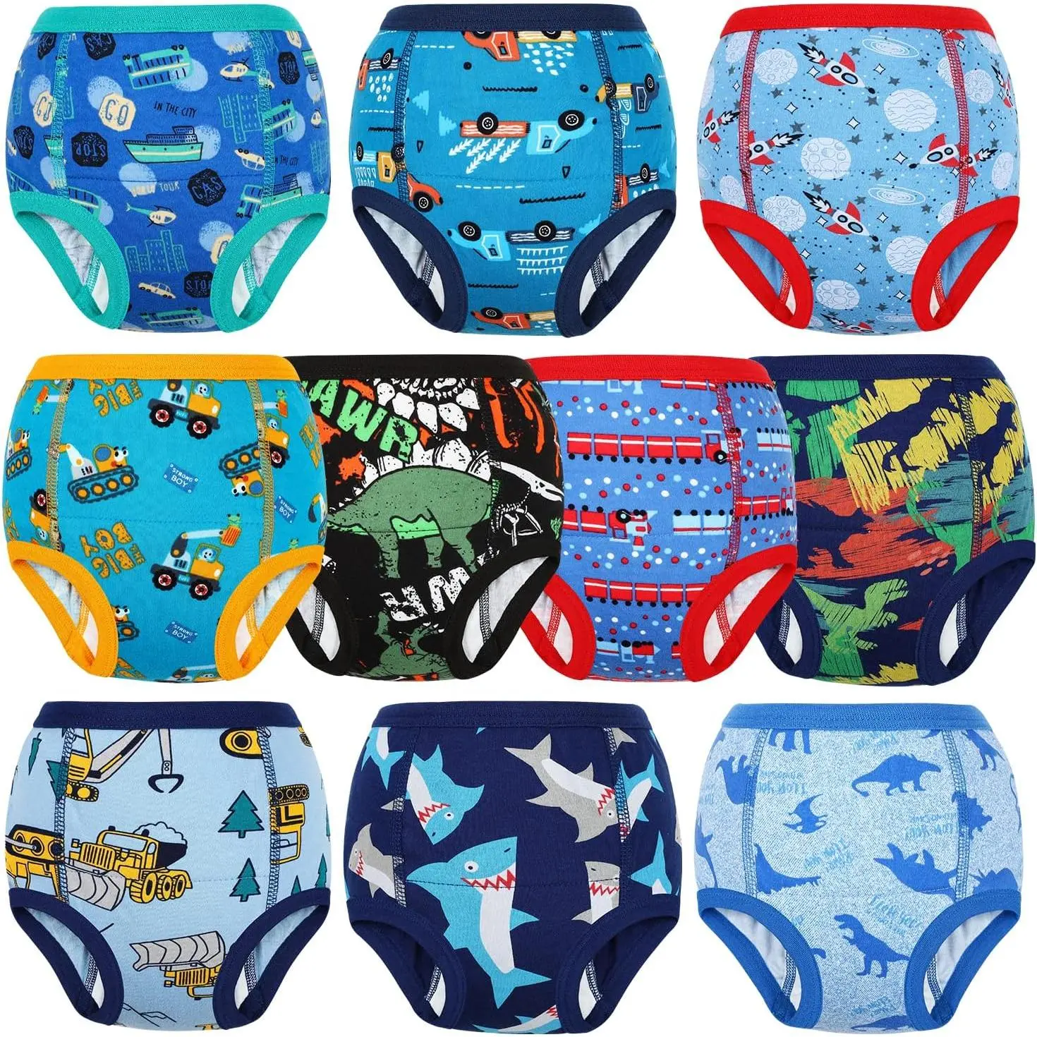 Baby Potty Training Underwear 10 Packs Absorbent Toddler Training Pants for Boys and Girls Cotton Pee Pants 2T-9T