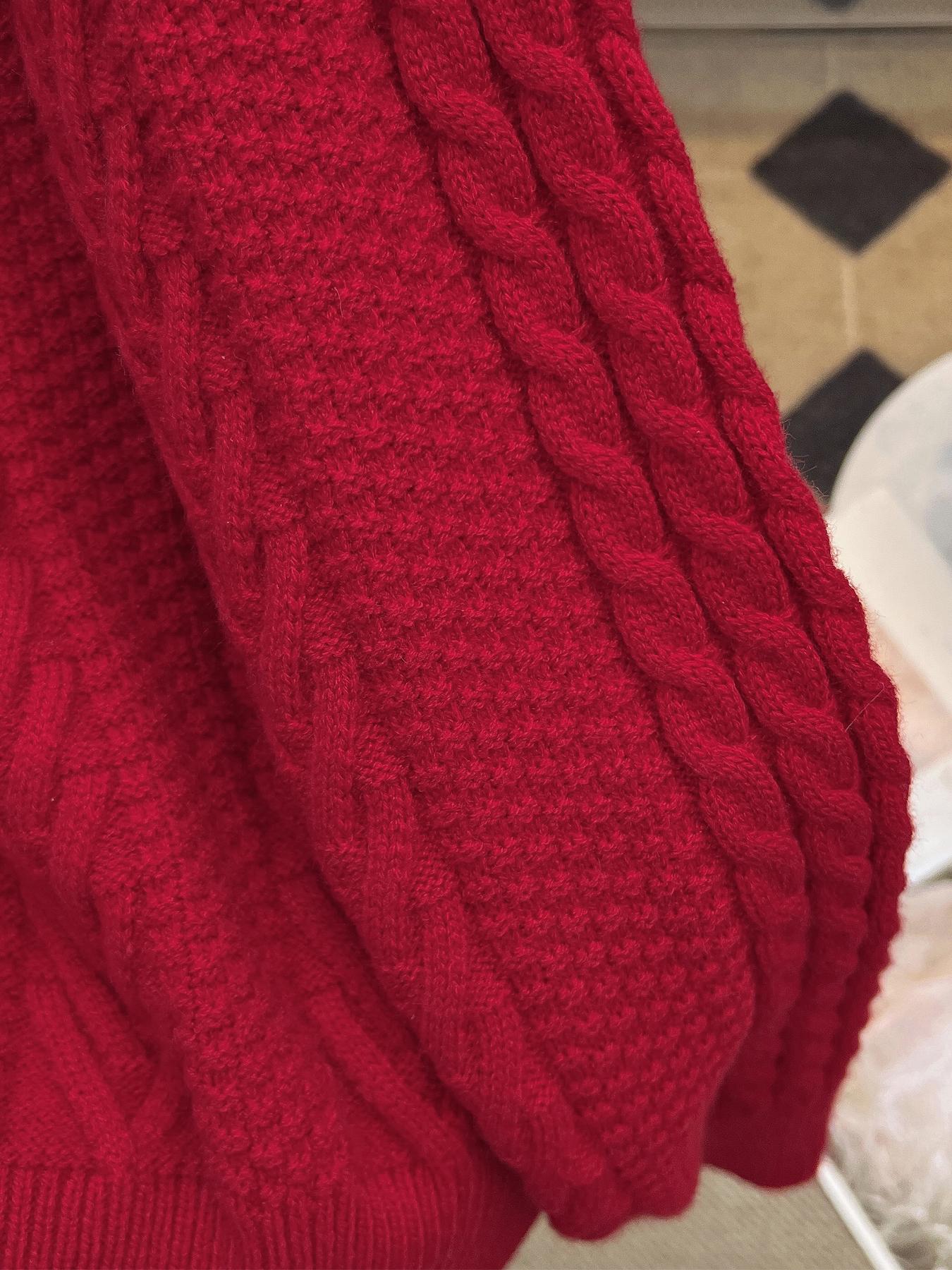 Women's Solid Cable Knit Sweater, Casual Long Sleeve Round Neck Jumper for Fall & Winter, Fashion Ladies' Knitwear Tops for Daily Wear Womenswear