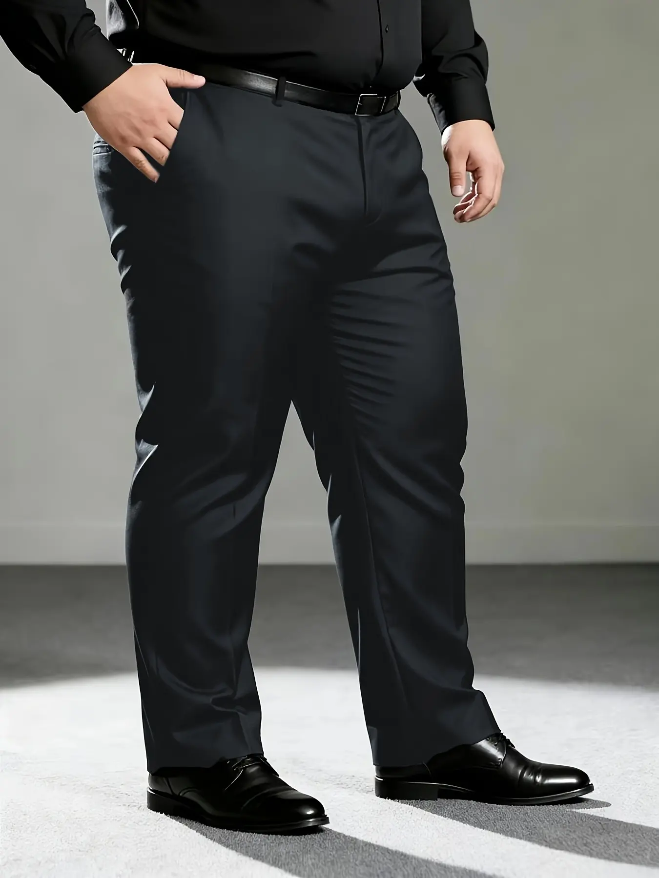 Men's Plus Size Elastic Suit Pants, Wide and Large, Stretchy Fabric, Ideal for Daily Casual Wear, Comfortable and Stylish, Wide Leg