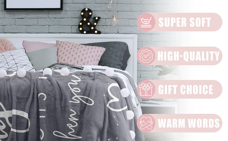 Get Well Gifts for Women/Men, Birthday/Inspirational/Sympathy/Thinking of You Gifts for Women/Men/Daughter/Son/Mom/Dad Feel Better Healing Blanket Grey