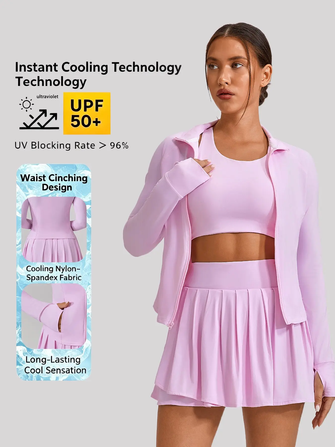Outdoor UV Protection Long Sleeve Sunscreen Jacket, Quick-Dry Ice Silk Cool Feel, Soft Butter Texture, Ideal for Gym and Daily Wear