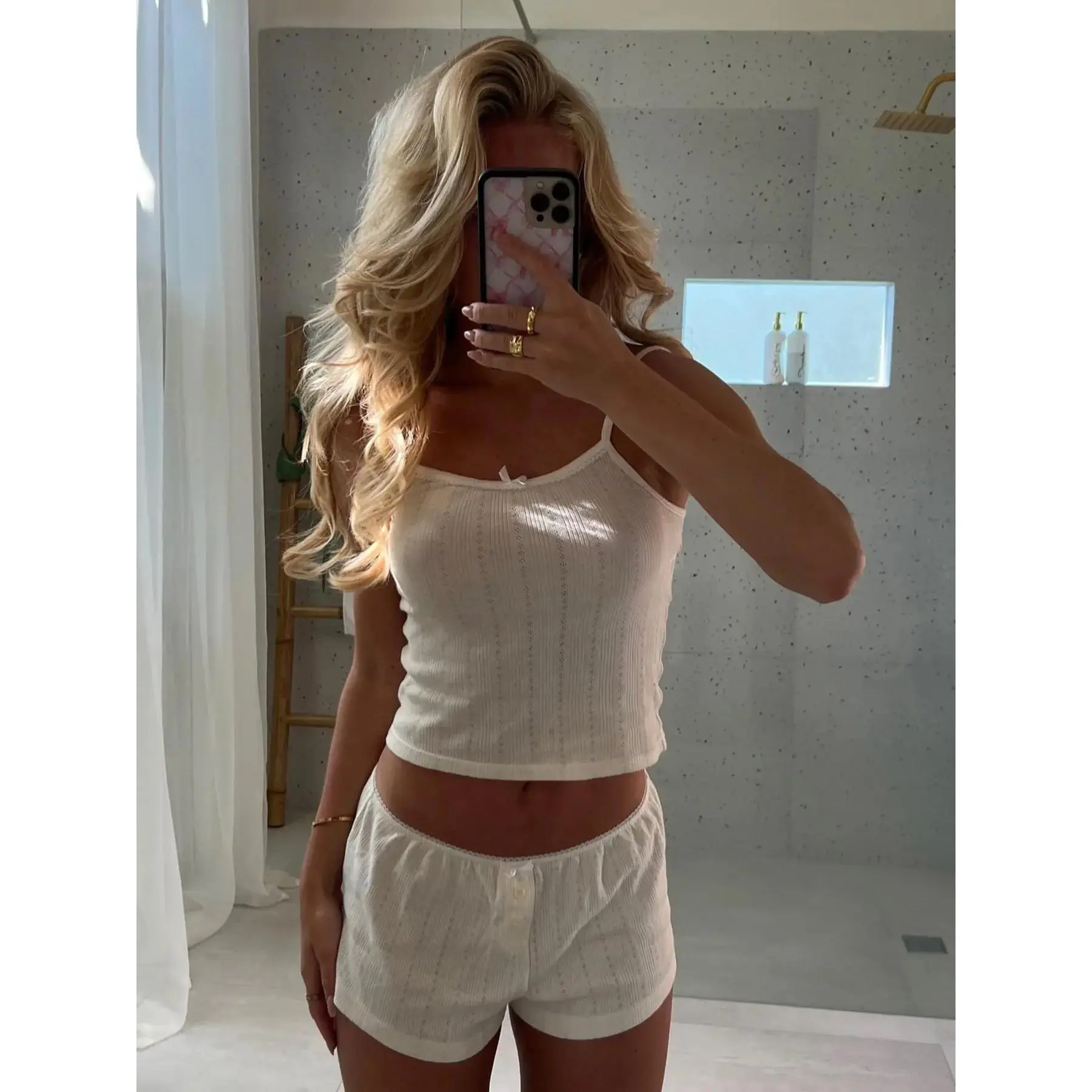 Women Solid Crop Cami Top Shorts Two Piece Set Casual Comfy Basic Spaghetti Strap Lounge Beach Co Ord Black