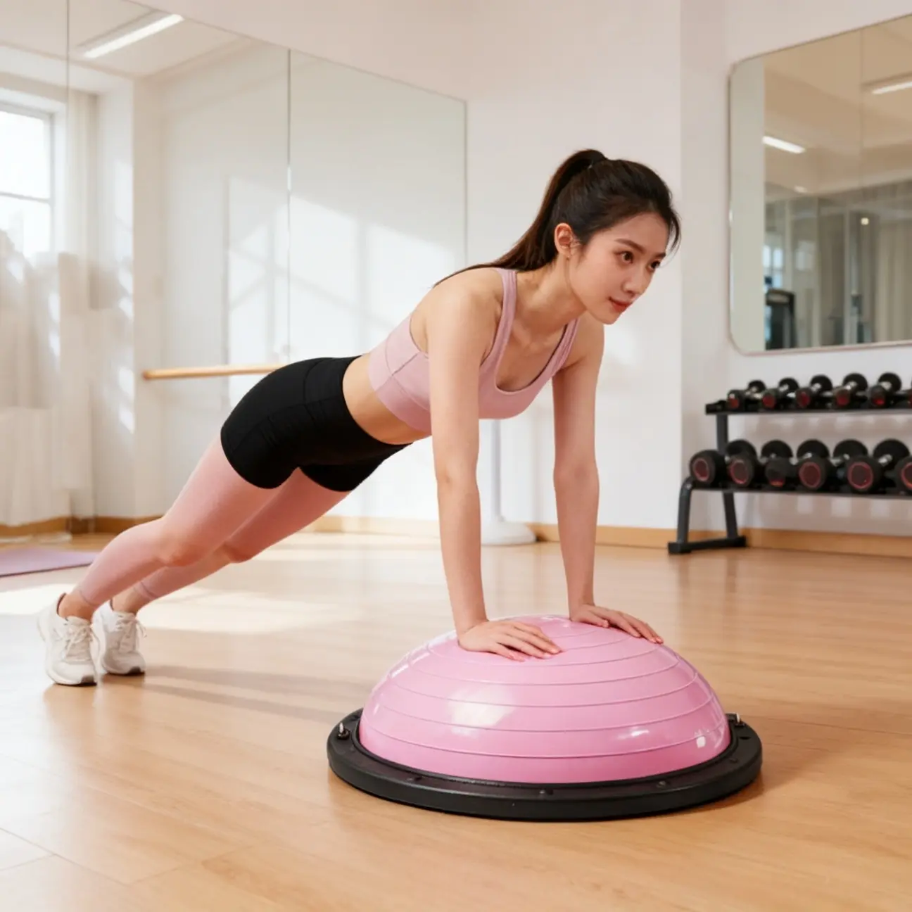 1 piece household anti-slip sports mat - Bosu ball thickened fitness mat - Home gym yoga exercise mat - Wear-resistant and shock-absorbing indoor core training sports mat