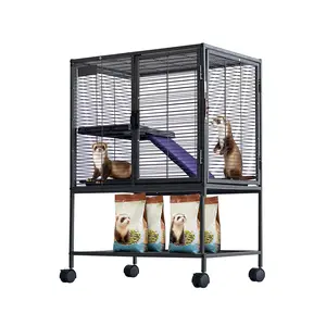 4-Tier Small Animal Cage – Large Metal Habitat for Ferrets, Chinchillas, Guinea Pigs | 0.5" Safe Spacing, Lockable Wheels | Removable Trays, Easy Clean | Multi-Level with Ramps & Hammock | Indoor Pet Enclosure | Spacious, Ventilated | Durable BPA-Free