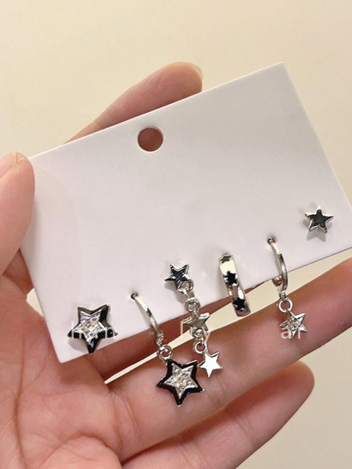 Star Design Earrings Set, Statement Earrings, Dangle Earrings Set, Fashionable Jewelry for Women & Girls, Trendy All-match & Exquisite Jewelry for Birthday Gift