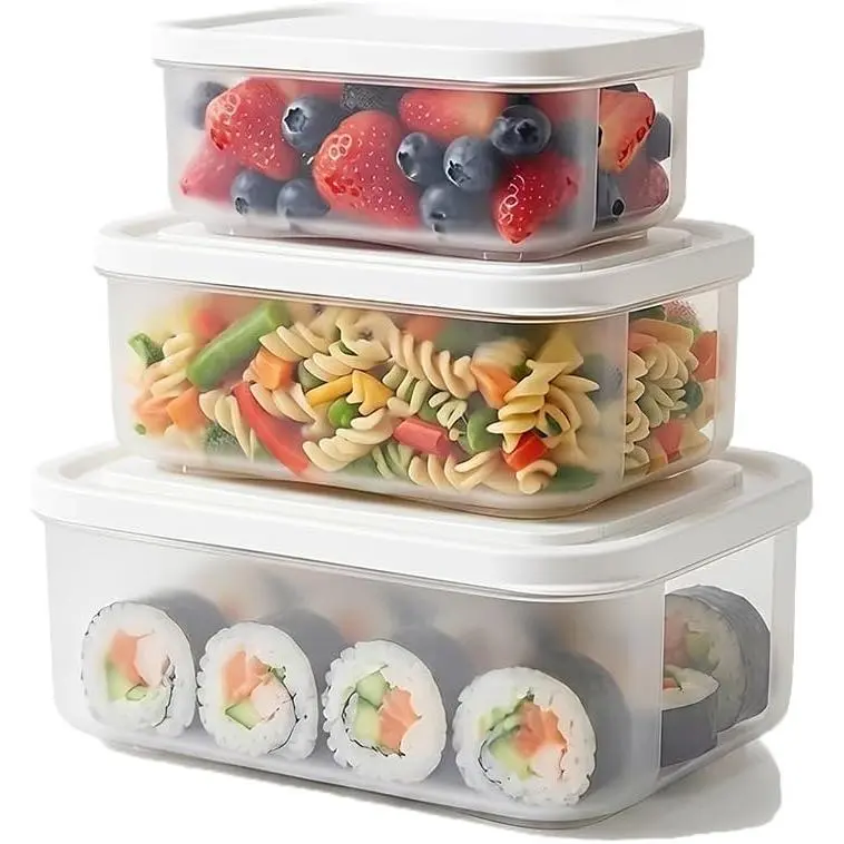 6 Pack Square Food Storage Containers with Lids BPA- Free Reusable Meal Prep Plastic Food Containers Set of 3 Pack Leakproof Leftovers Container