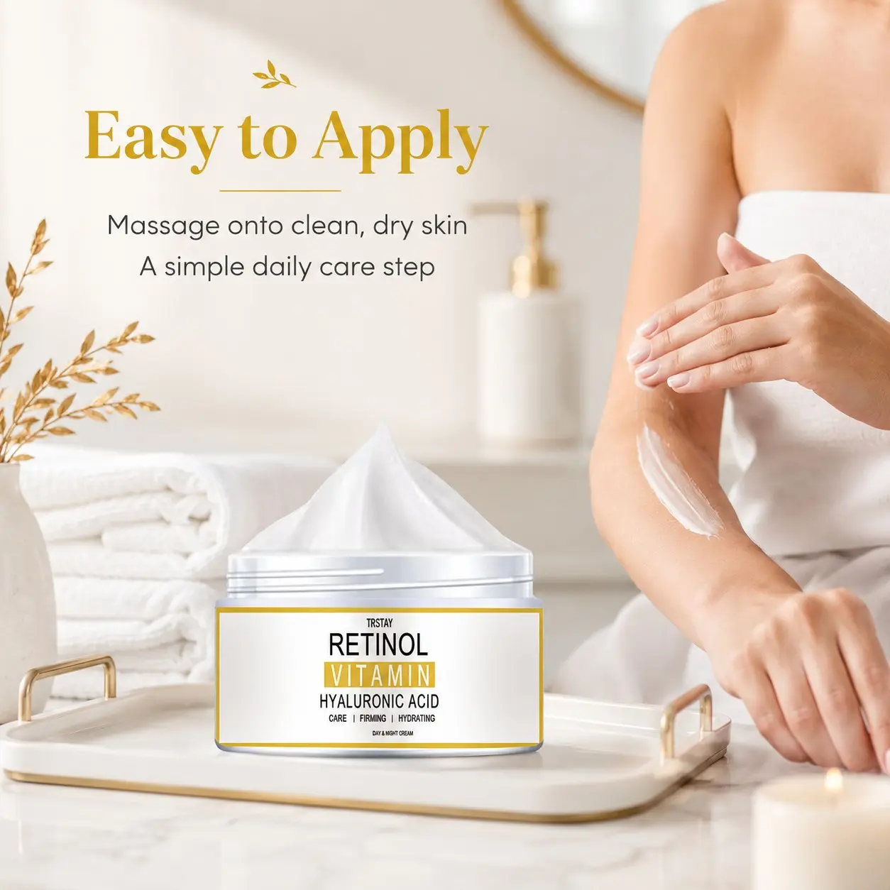 Trstay Retinol Day & Night Cream, Creamy Silky Texture, Enriched with Retinol & Hyaluronic Acid, Daily Moisturizing and Firming