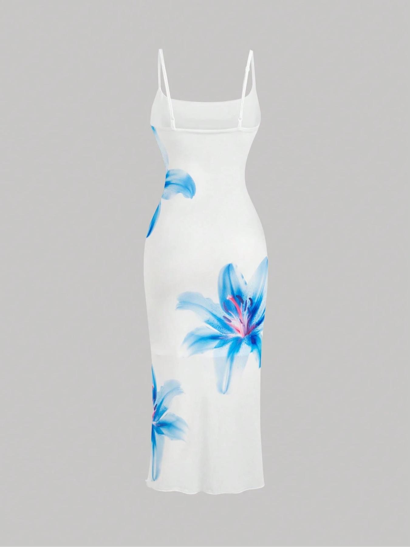 Women's Floral Print Cami Dress, Elegant Sleeveless Bodycon Dress for Party Holiday Wedding, Ladies Clothes for Summer, Elegant Dresses