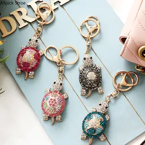 4PCS Colorful Rhinestone Turtle Keychains, Cute Metal Bag Charms, Kawaii Keychain Set for Keys, Backpack, Purse & Car Mirror, Y2K Aesthetic Accessories, Cute Gift for Women, Girls, Friends, Birthday & Holiday Gifts
