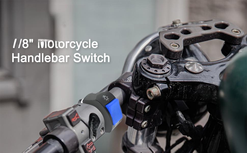 1 Piece Motorcycle Headlight Switch Handlebar Toggle Switch with On Off Push Button for U5 U7 U2 Motorcycles Scooter Electrombile Motorbike-7/8inch 22mm(Blue)