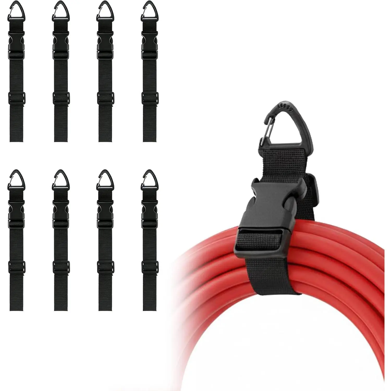 8-Pack Heavy Duty Extension Cord Organizer with Adjustable Arms - 17 Inch Wall Mounted Holder with Triangle Hooks for Garage Workshop Storage, Cord Reel Hanger for Tools and Cables