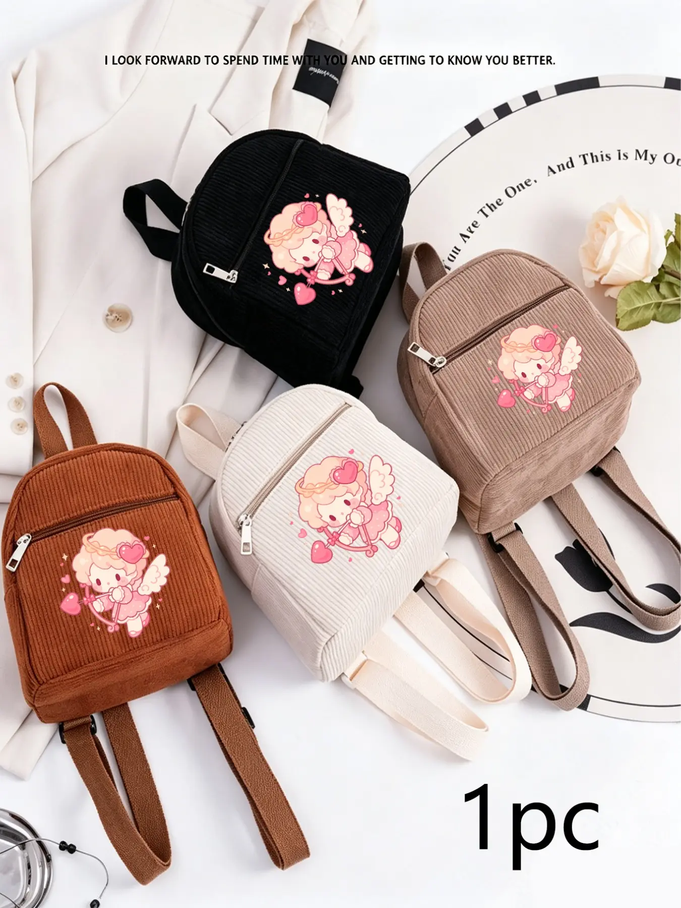Corduroy Mini Backpack for Women, Lightweight Small Casual Daypack, Fashion Backpack Purse for Teen Girls, Cute Mini Bag for Daily Use