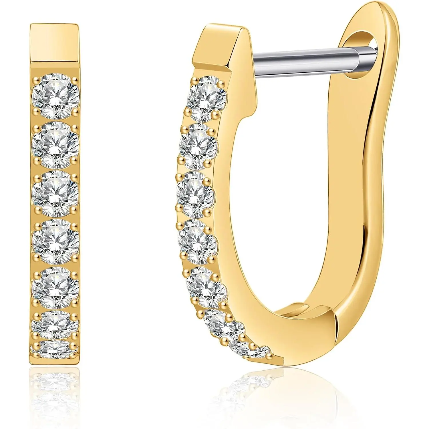 Pure Titanium Huggie Hoop Earrings | F136 Implant Grade Titanium Small U-Shaped Cuff Earrings Lightweight for Women  Ears