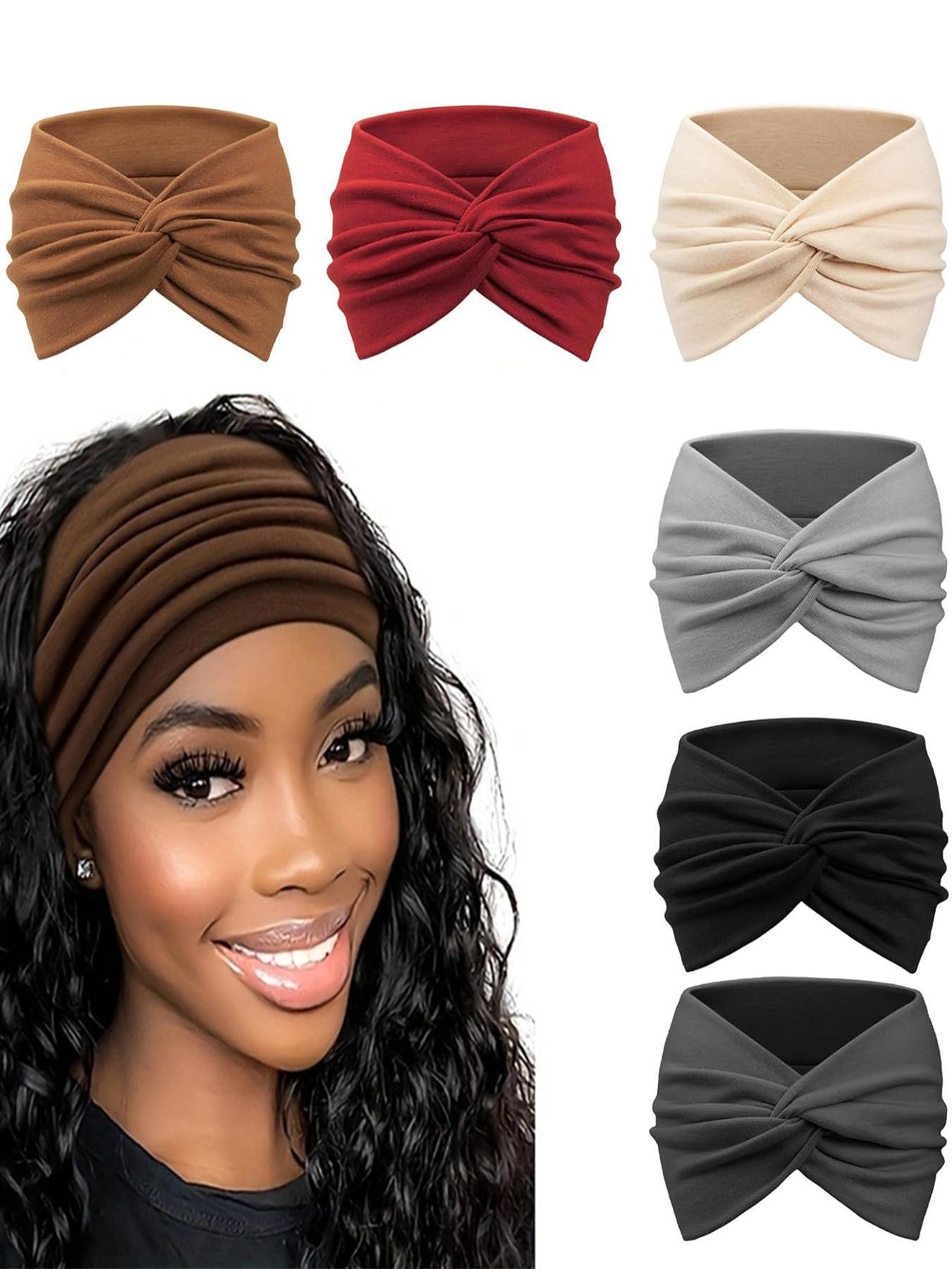 Solid Color Wide Hair Band, Boho Style Hair Accessories for Women & Girls, Minimalist Headwear Suitable for Thick Hair, Chic Headbands