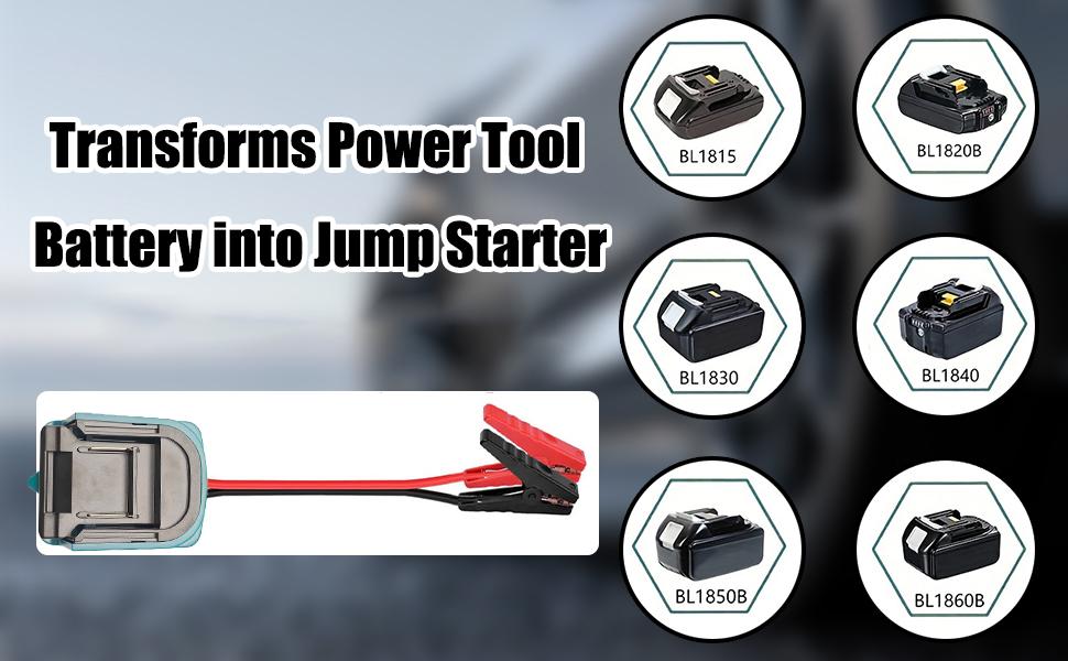 Portable Car Power Starter Jumper Cables forDeWalt 18V/20V DCB Battery Starters - 1, 59 GalGas &1, 32 Gal Diesel Engines, One-Touch Start,Durable Copper Construction, Compatible withSedans & SUVs, No Battery Needed, WithoutBattery