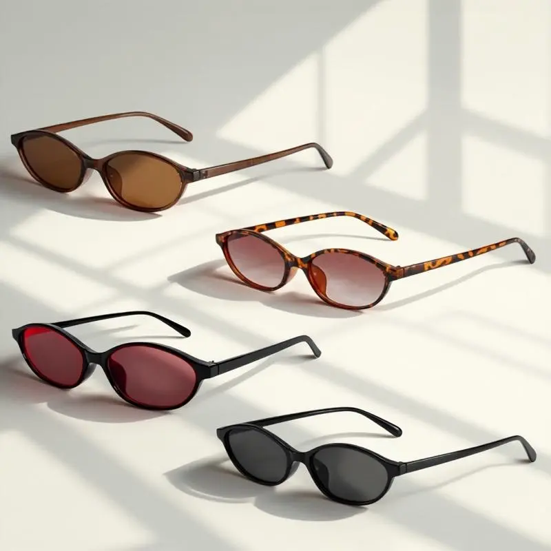 Women's Retro Oval Sunglasses (4pcs) - Eyewear Fashion, Anti-UV Women's Sunglasses, UV400 Shield, Glare Cut, Lightweight Frame for Daily Wear & Travel Comfort, Retro Look, Female, Brown Tint Oval Women's Sunglasses