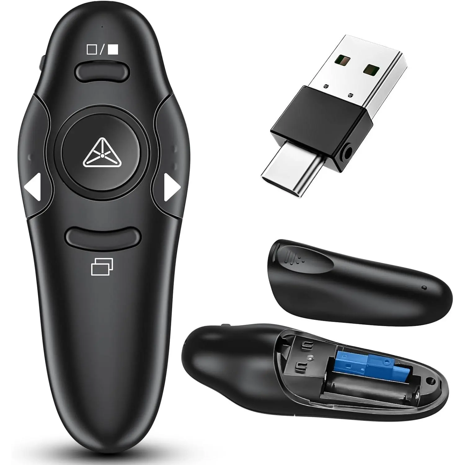 2-in-1 USB Type C Presentation Clicker  Presenter Remote Clicker for PowerPoint Presentations with Clicker, RF 2.4GHz USB C PowerPoint Clicker Slide Advancer for //Laptop