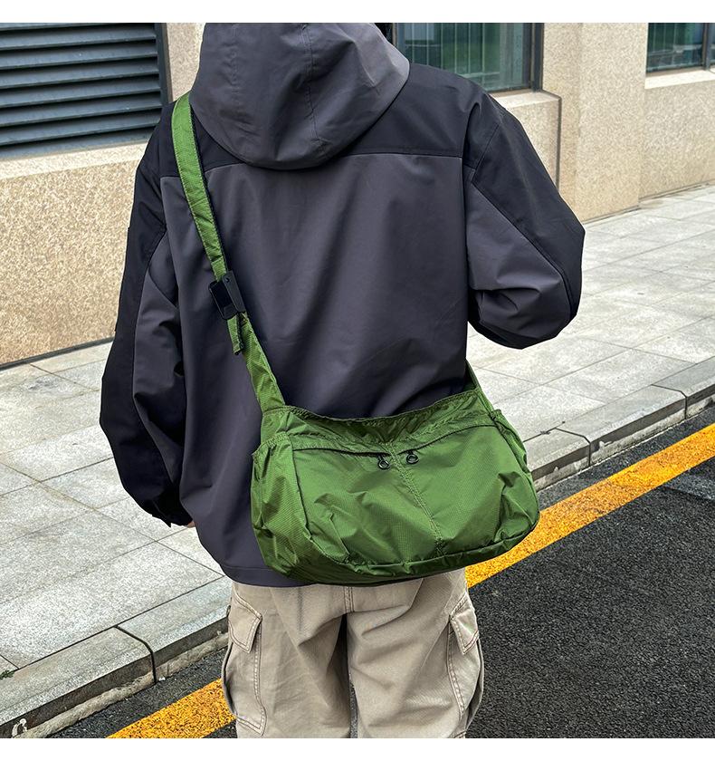 Men’s Waterproof Canvas Messenger Bag - Japanese Dumpling Crossbody Bag, Large Capacity, Multi-Pocket, Lightweight, Durable, for Work, Travel