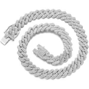JUNVirtuous Cuban Link Chain Mens Iced Out Miami Cuban Necklace Silver/Gold Bling Diamond Hip Hop Jewelry for Women