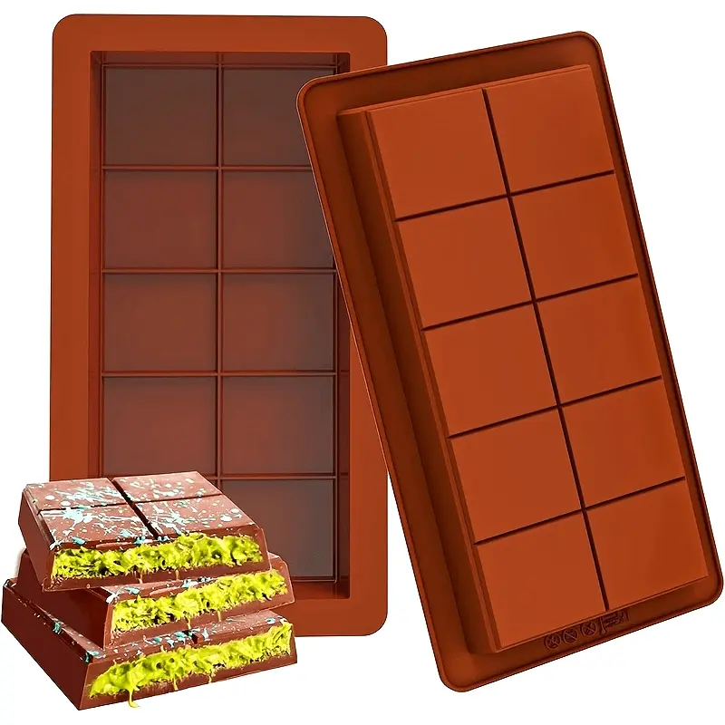 Large Thick Silicone Chocolate Bar Molds, Deep Mold for Filling Bars & Pistachio Candy, Perfect for Baking & Crafting