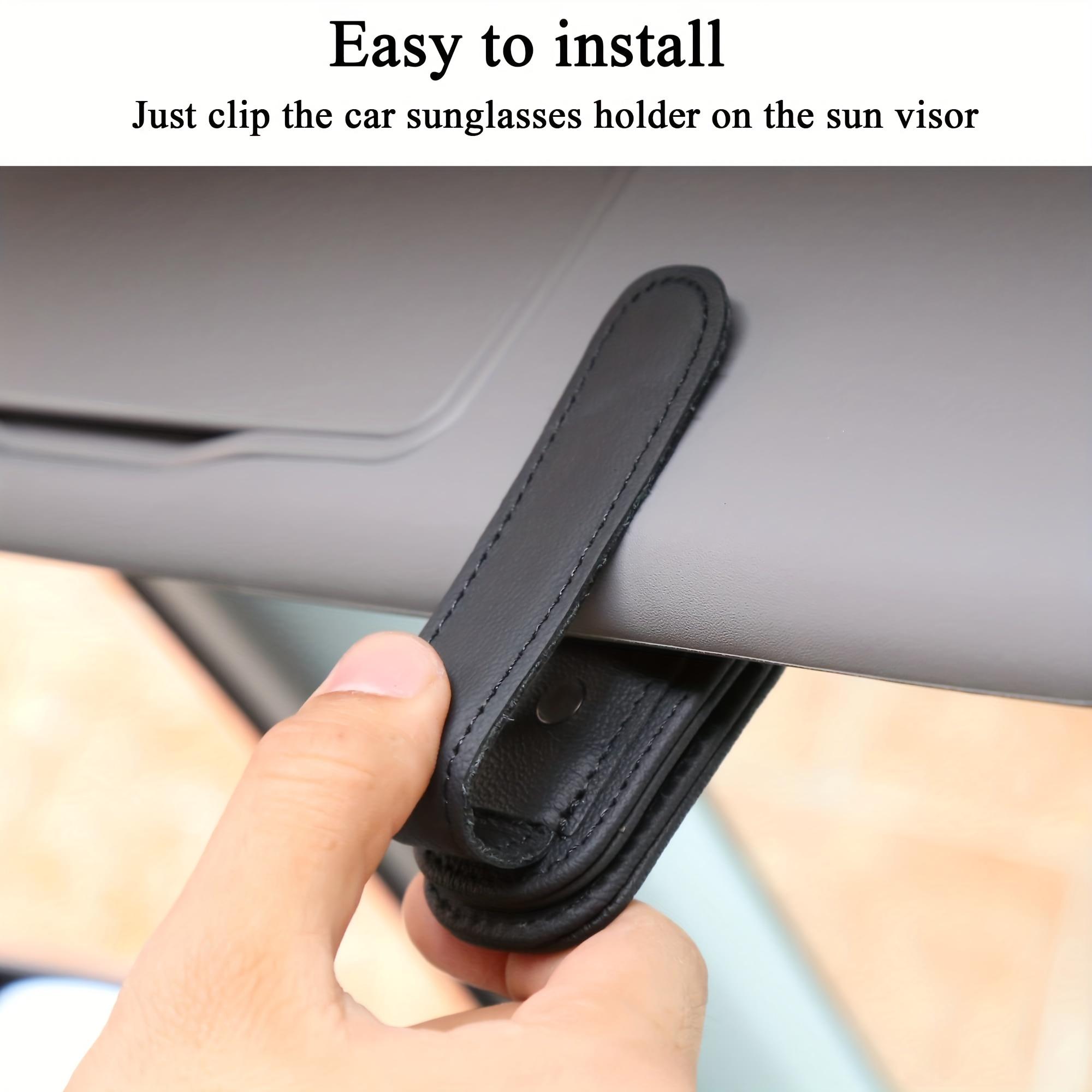 Sunglasses Holders For Car, Magnetic Genuine PU Leather Sunglasses Clip For Car Visor, Glasses Hanger Clip, Car Interior Visor Accessories