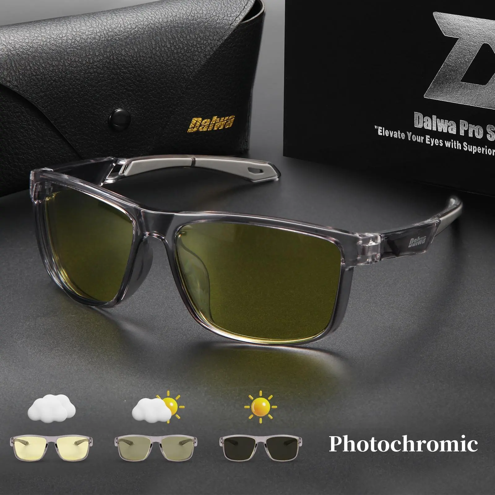Dalwa Photochromic Day and Night Vision Raining Driving Color-changing Sunglasses Polarised Anti glare Flexible TR90 Men's Driving Shades Male Fishing  UV400 Eyewear Outdoor Sports