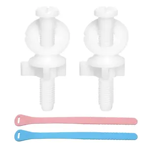 2PCS Toilet Seat Screws Replacement Kit, Plastic Bolts with Nuts Washers, Toilet Seat Screw Set with Lifter for Top Mount Toilet Seat Hinge Replacement Parts