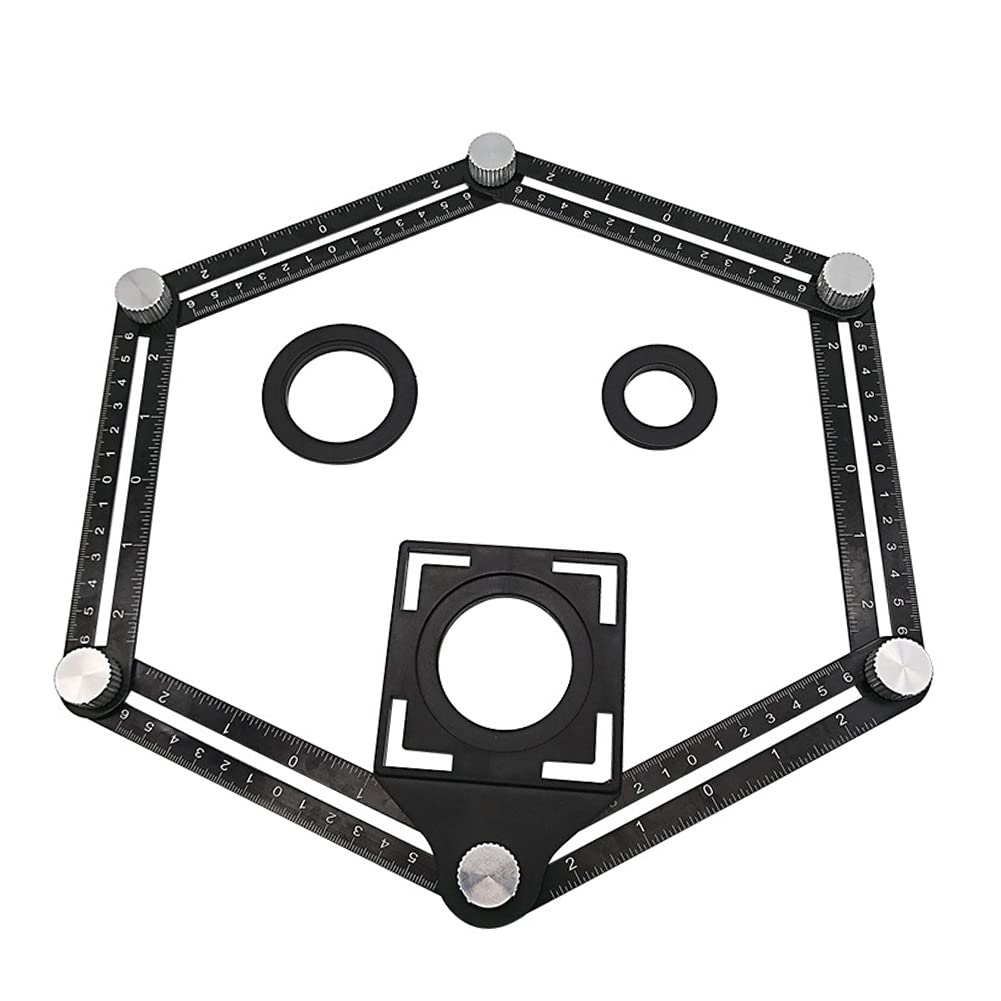1 Pack Multi Angle Measuring Ruler, Alloy Multi-Function Angle Ruler,6 Section Ceramic Tile Opening Locator, Angle Measurement Tool,Band Hole Locator