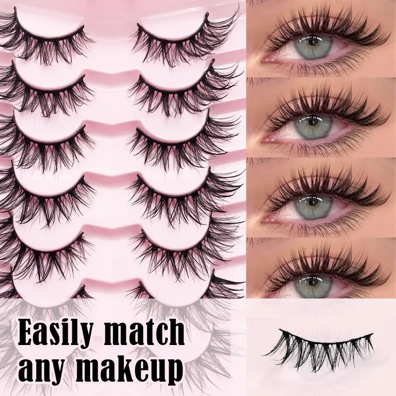 New 7 Pairs DIY Segment Strip False Eyelashes, Cat Style Looking ,Natural, Thick, Separated Pair Strip Lashes, Reusable Eyelashes Suitable For Daily, Work, Party, Date, Travel, Holiday, Gift Lashes, Eyelashes, Fake Lashes