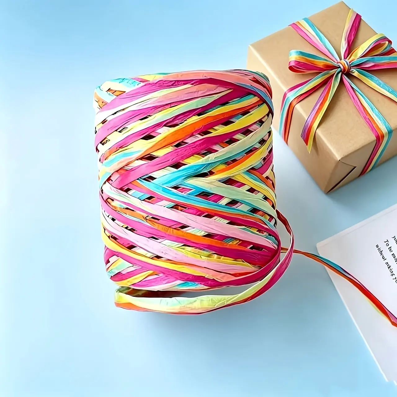 120M, Colorful Lafite Paper Rope Creative DIY Weaving Gift Packaging Bouquet Decoration Paper Rope, Colorful Lafite Grass Paper Rope Gift Packaging Ribbon, Very Suitable for Gift Packaging, Flower Arrangement, Wedding Bouquets, Party Decoration Paper Rope