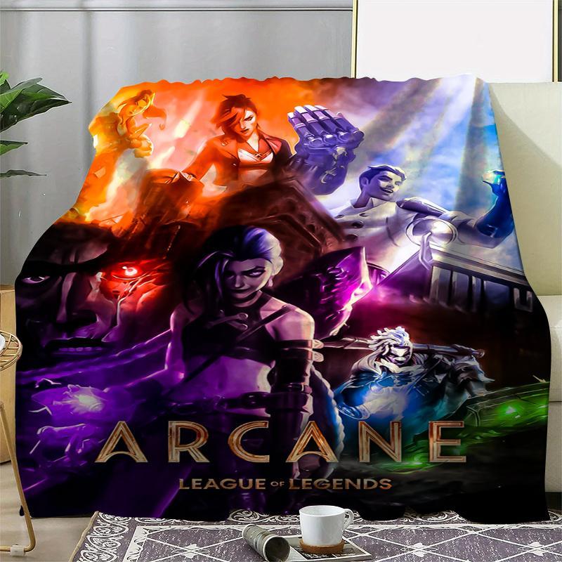 Hot Anime Arcane HD Blanket Cool Jinx Throw Blanket for Home Bedroom Bed Sofa Travel Office Warm Blanket for Winter