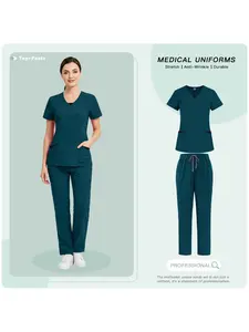 Women's Doctor Scrub Two - Piece Set Short - Sleeved and Long - Trouser Style Used in Pet Clinics As Work Attire for Vets in Nursing Homes It Provides A Functional Uniform for Female Attendants